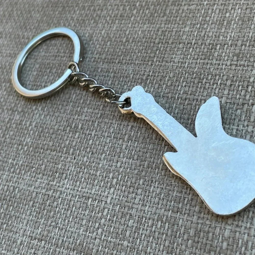 Guitar Key chain Silver/Black Tone Fashion Jewelry Keys Holder Crystals accent